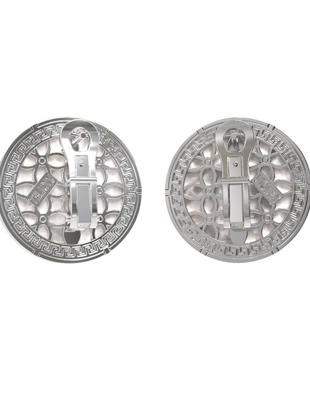 Серьги из белого золота c эмалью и перламутром