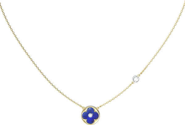 Колье из лимонного золота 585 пробы c бриллиантами и лазуритом