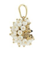 Подвеска из лимонного золота c эмалью и жемчугом