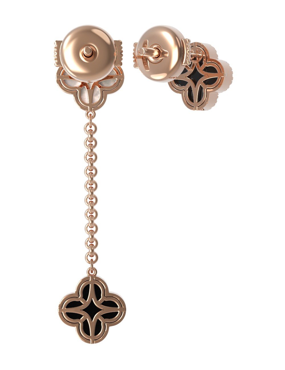 Серьги из золота c бриллиантами, ониксом и перламутром