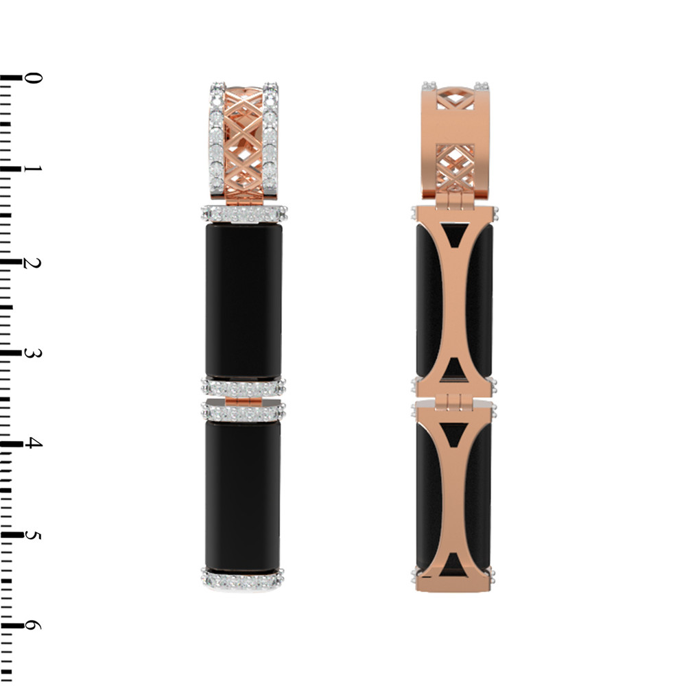 Подвеска из красного золота 585 пробы c бриллиантами и ониксом