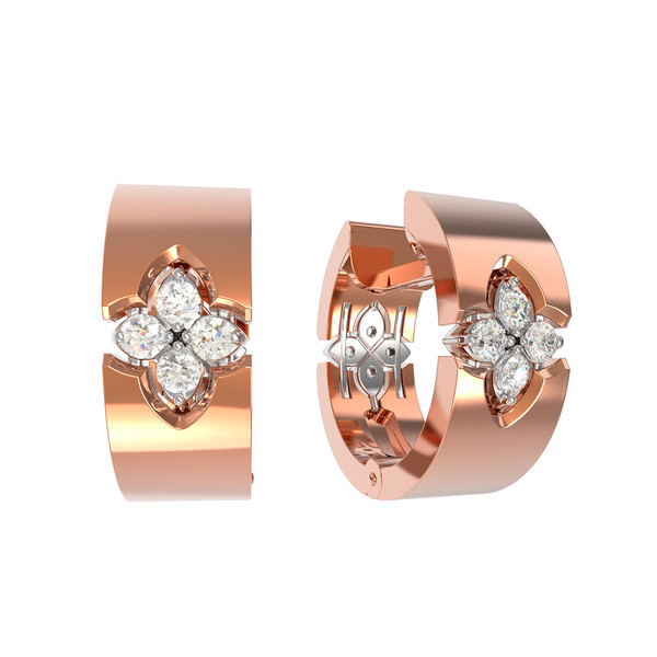 Серьги из красного золота 585 пробы c бриллиантами