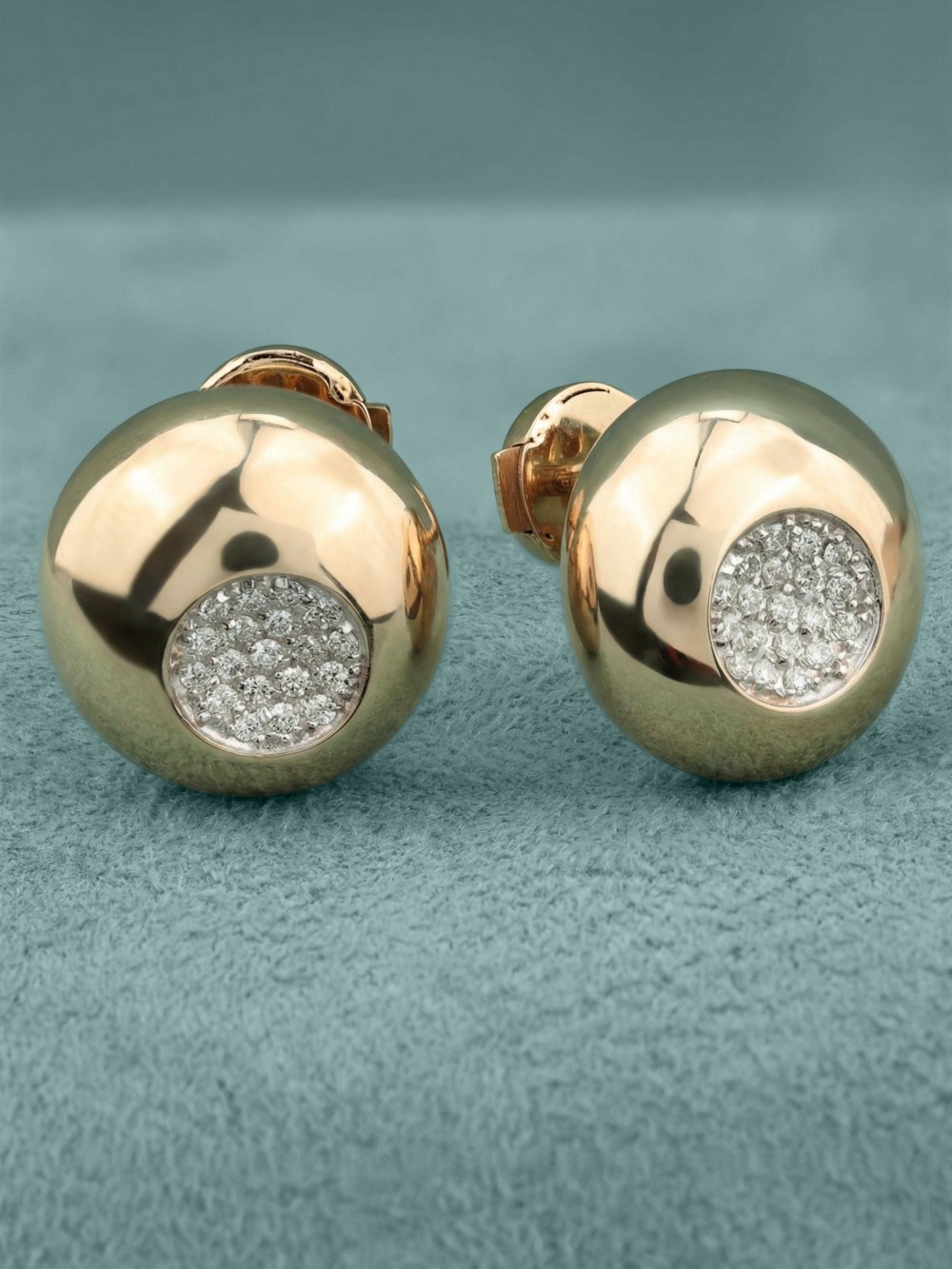 Серьги из красного золота 585 пробы c бриллиантами