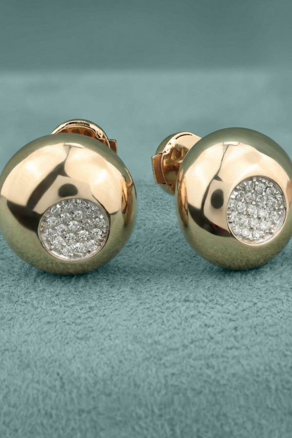 Серьги из красного золота 585 пробы c бриллиантами