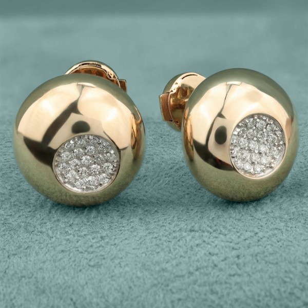 Серьги из красного золота 585 пробы c бриллиантами