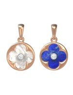 Подвеска из золота c бриллиантами, лазуритом и перламутром