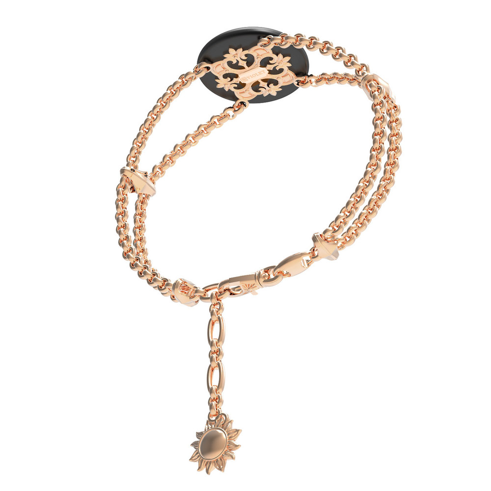 Браслет из красного золота 585 пробы c ониксом