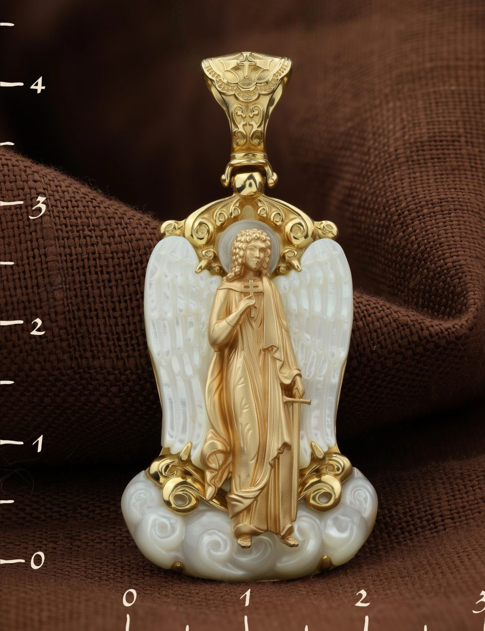 Образок из лимонного золота c перламутром