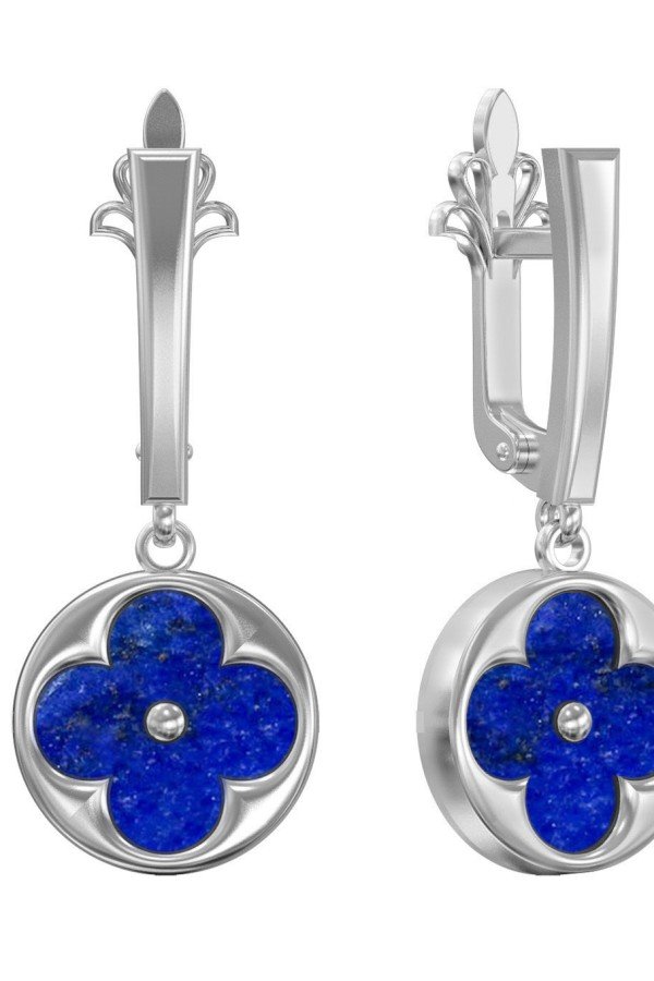 Серьги из белого золота c лазуритом