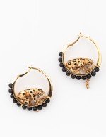 Серьги из золота c эмалью и ониксом