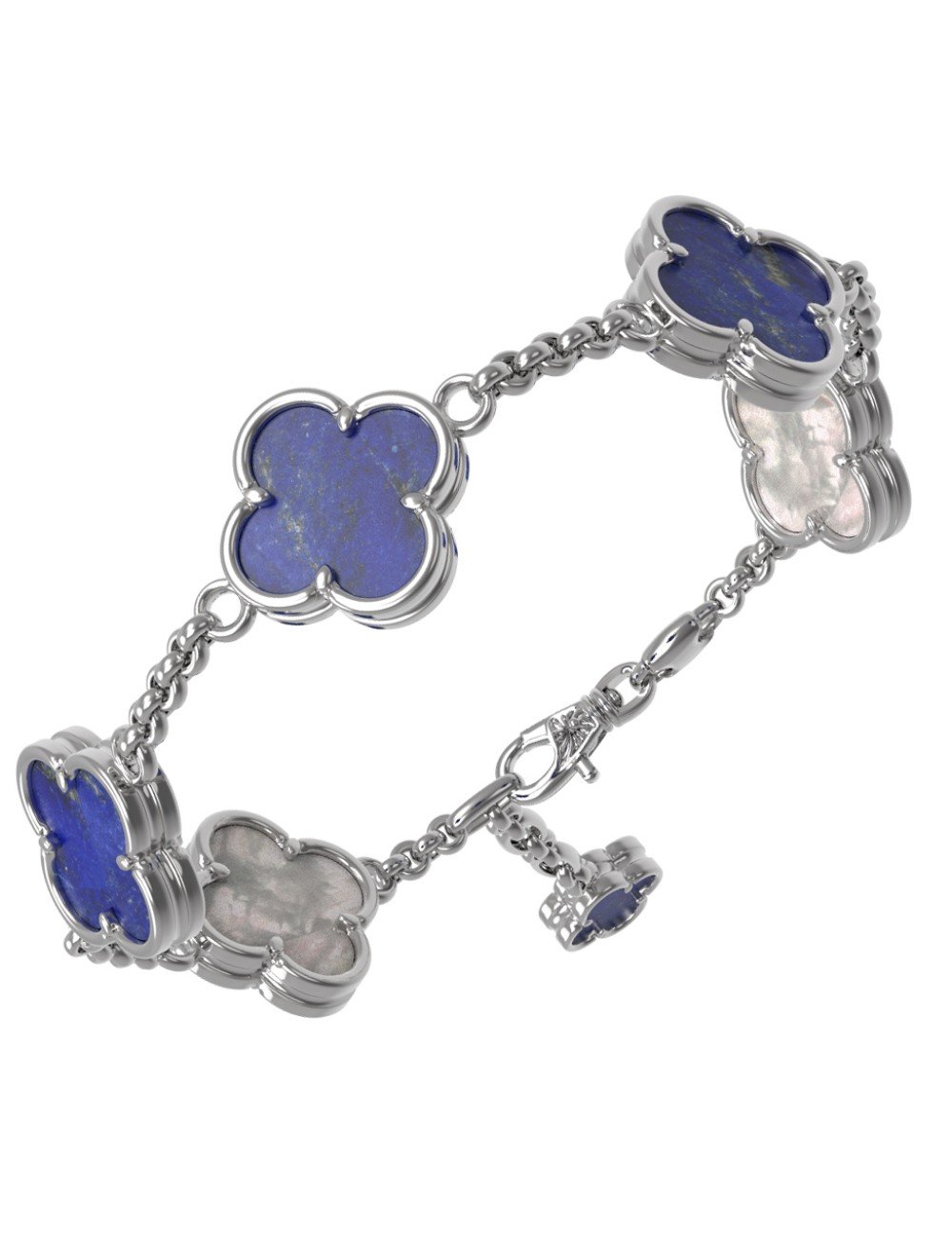 Браслет из белого золота c лазуритом и перламутром