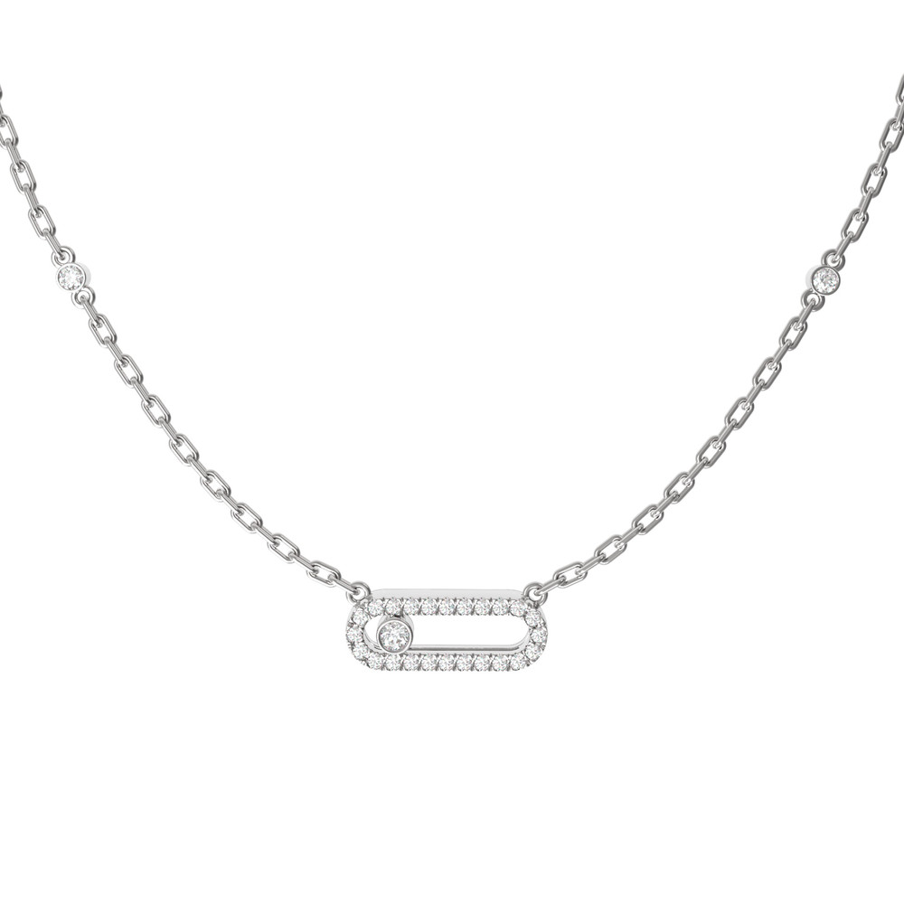 Колье из белого золота 585 пробы c бриллиантами