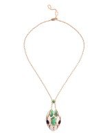 Колье из золота c бриллиантами, сапфиром и малахитом