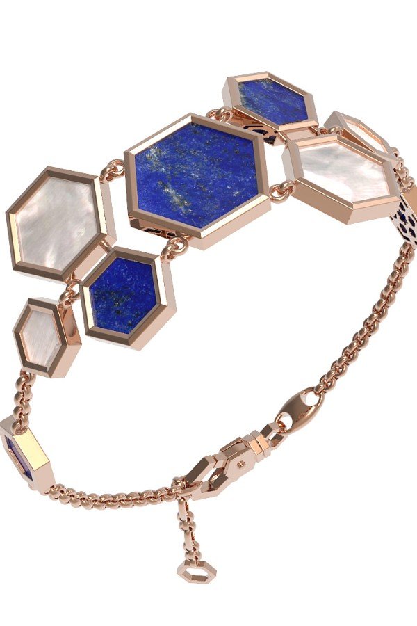 Браслет из золота c лазуритом и перламутром