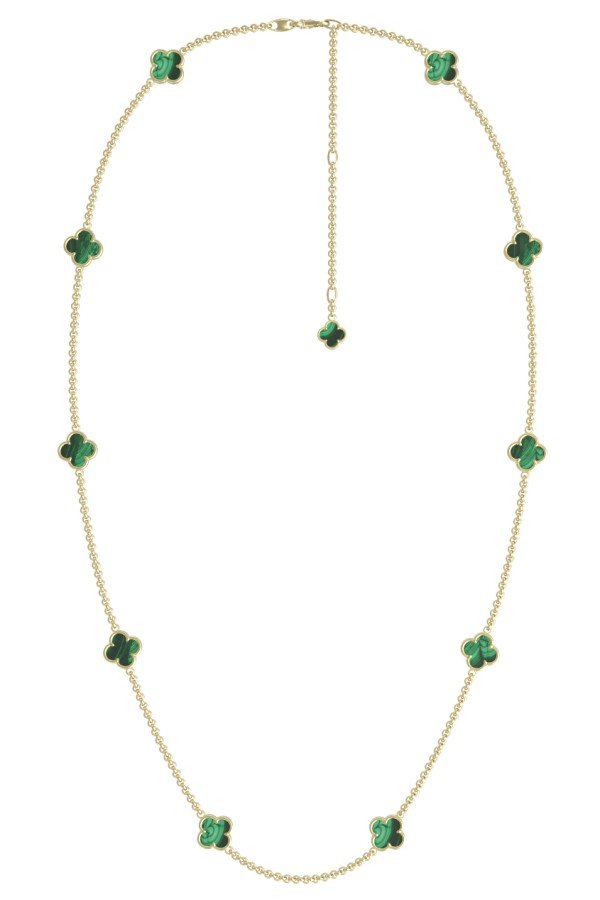 Колье из лимонного золота c малахитом