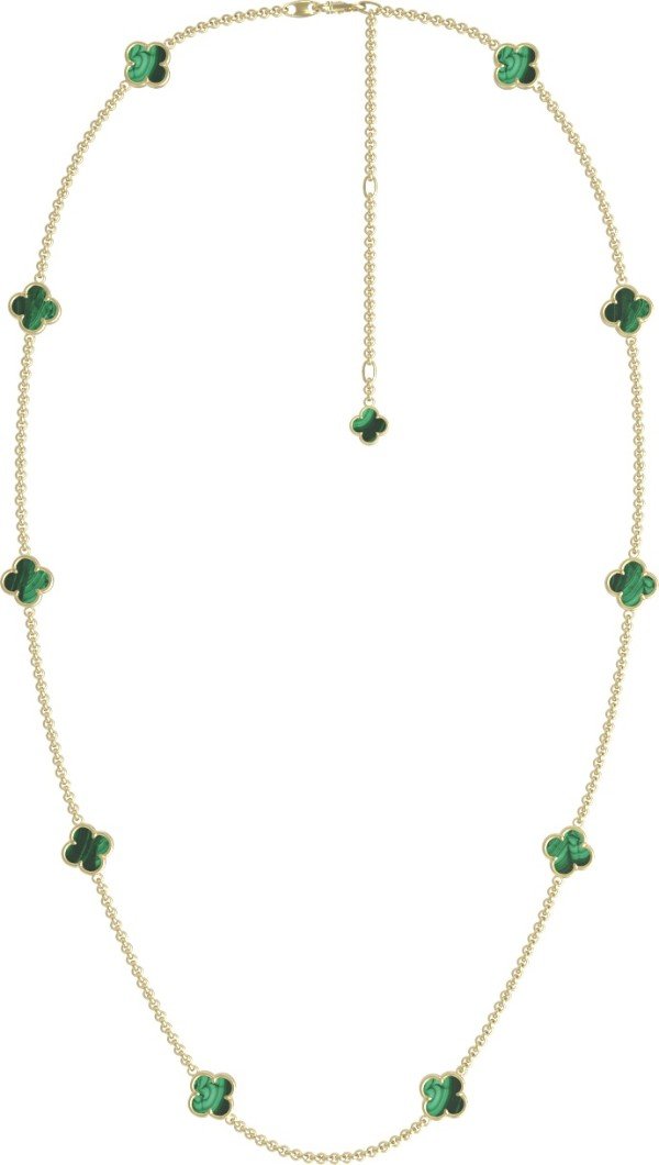 Колье из лимонного золота c малахитом