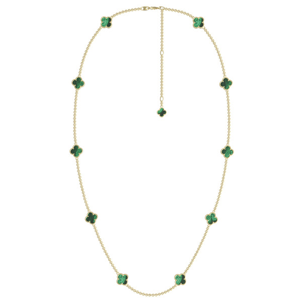 Колье из лимонного золота 585 пробы c малахитом