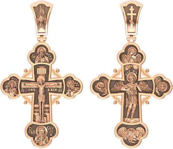 Крест из красного золота 585 пробы