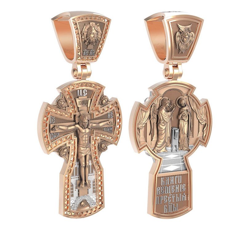 Крест из красного золота 585 пробы