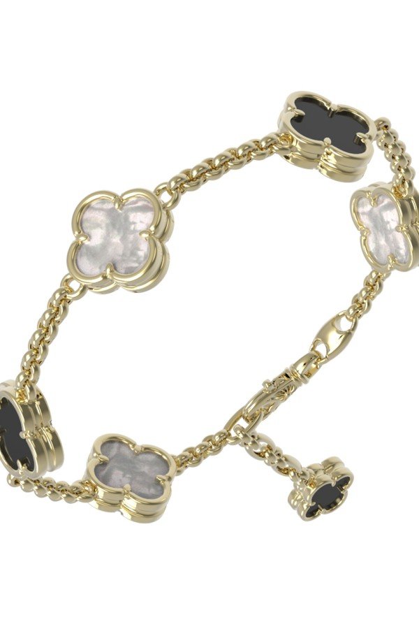 Браслет из лимонного золота c ониксом и перламутром