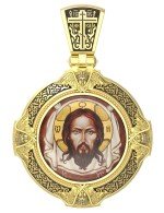 Образок из лимонного золота c эмалью и иконописью