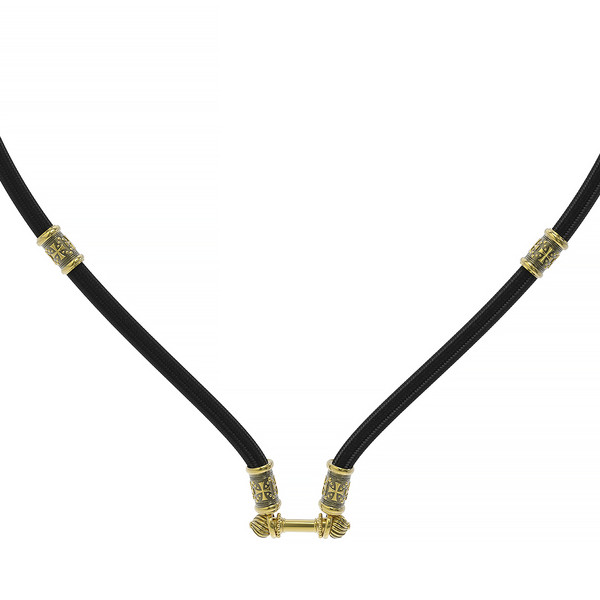 Цепь-шнурок шелк из лимонного золота 585 пробы c шёлковым шнурком