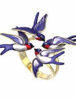 Кольцо из лимонного золота c эмалью