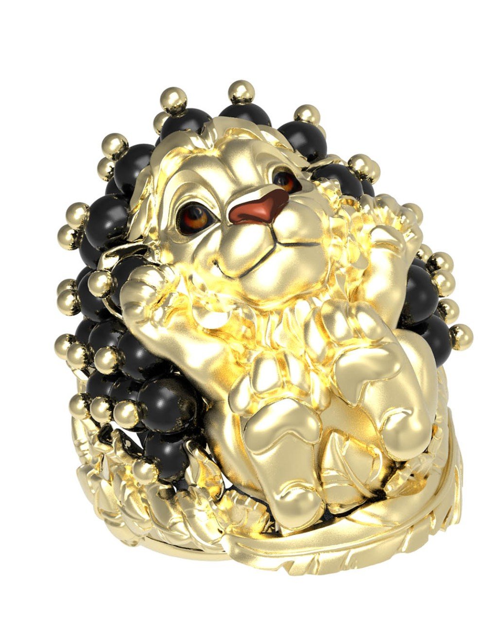 Кольцо из лимонного золота c эмалью и ониксом