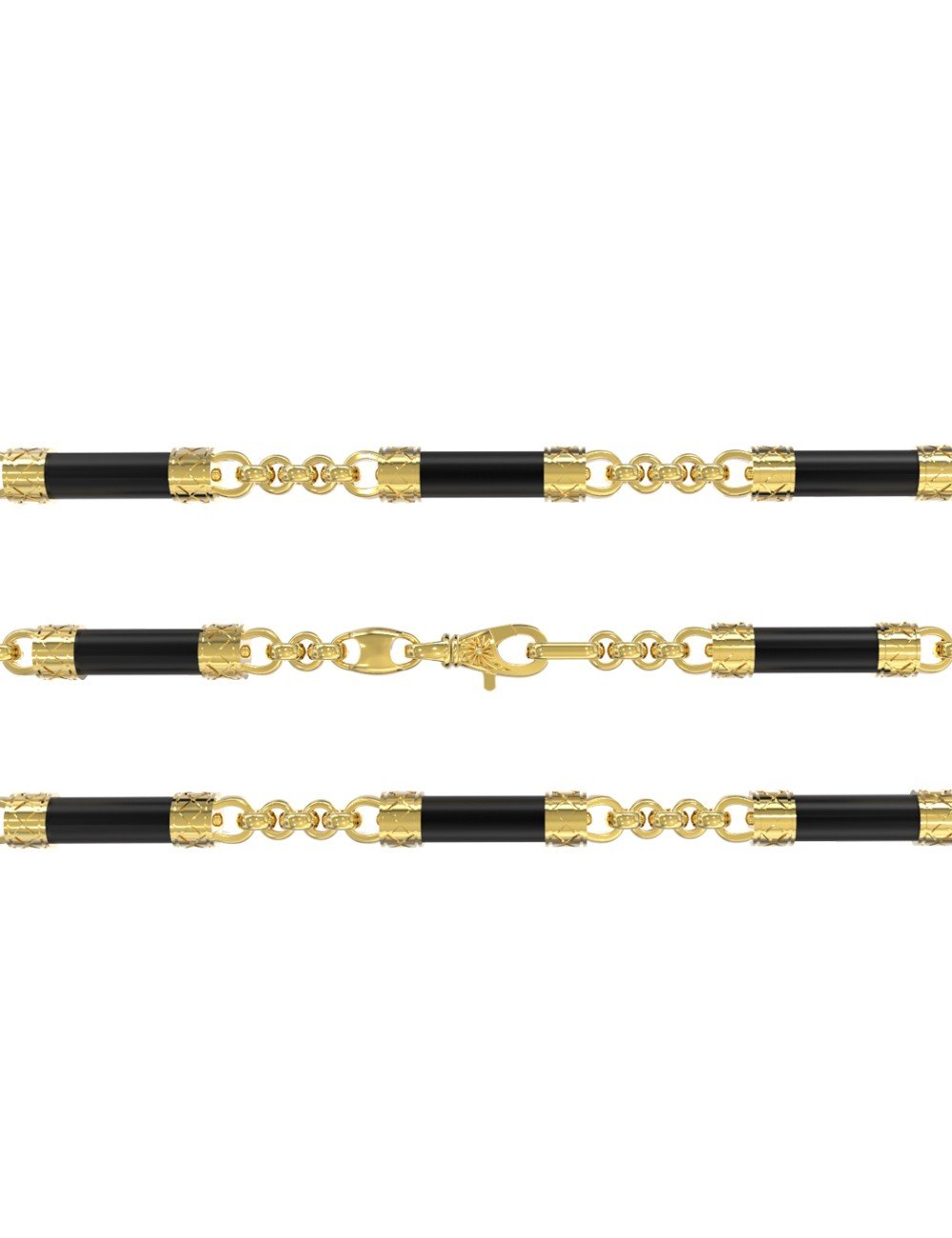 Цепь из лимонного золота c ониксом