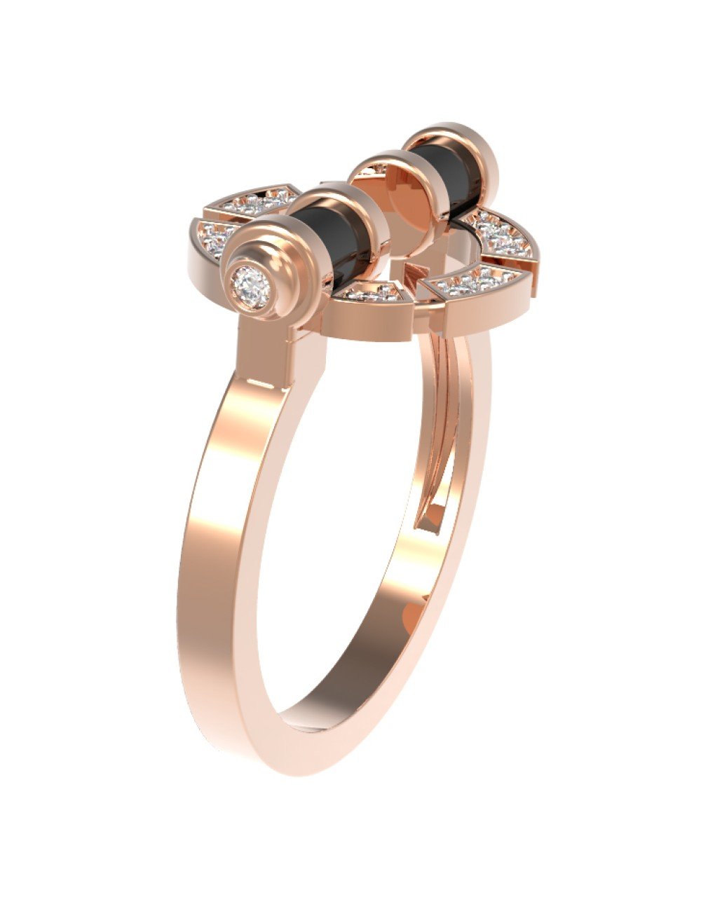 Кольцо из золота c бриллиантами и ониксом