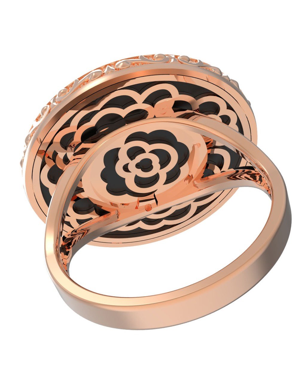 Кольцо из золота c ониксом и перламутром