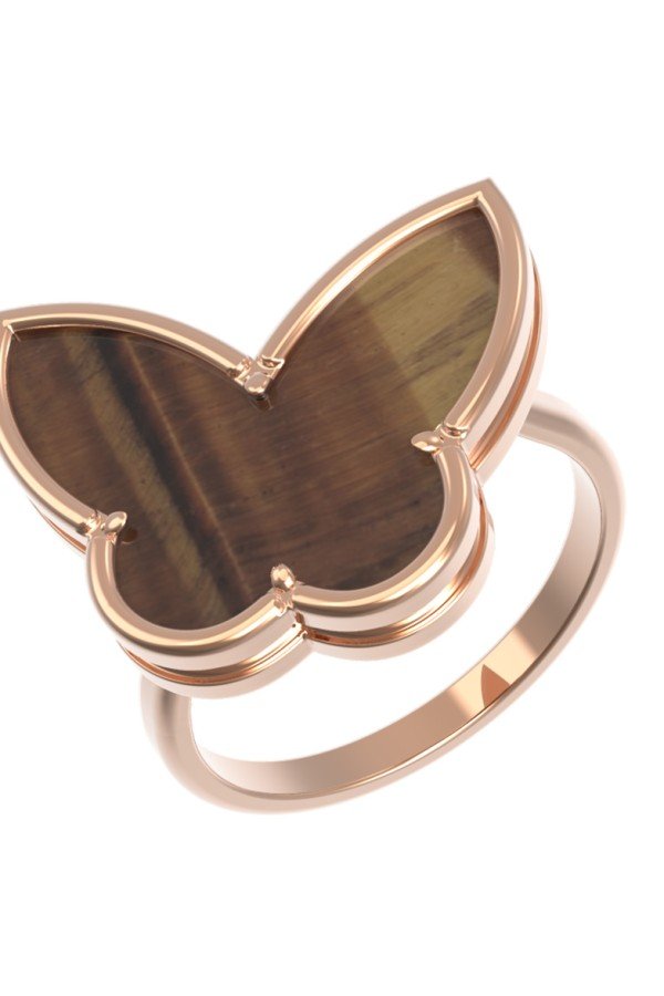 Кольцо из золота c тигровым глазом