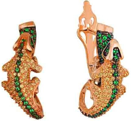 Серьги из красного золота 585 пробы c фианитом