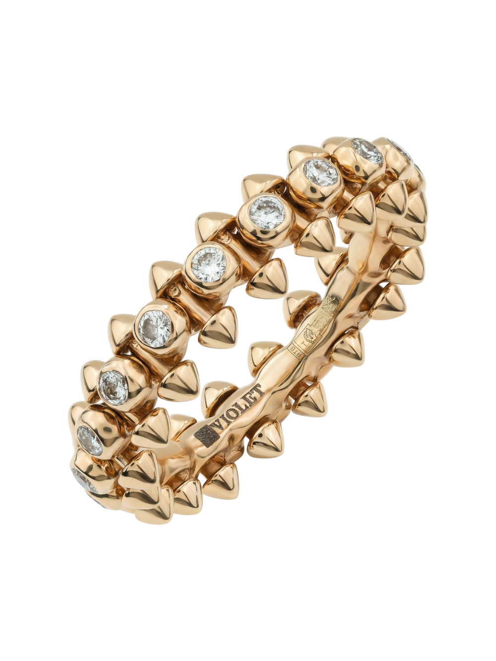 Кольцо из красного золота 585 пробы c бриллиантами