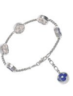 Браслет из белого золота c бриллиантами, лазуритом и перламутром