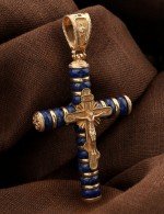 Крест из золота c лазуритом