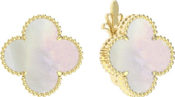Серьги из лимонного золота c перламутром