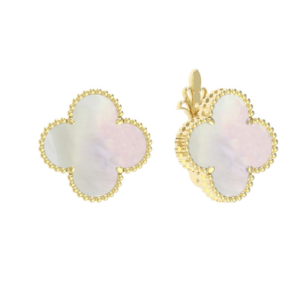 Серьги из лимонного золота 585 пробы c перламутром