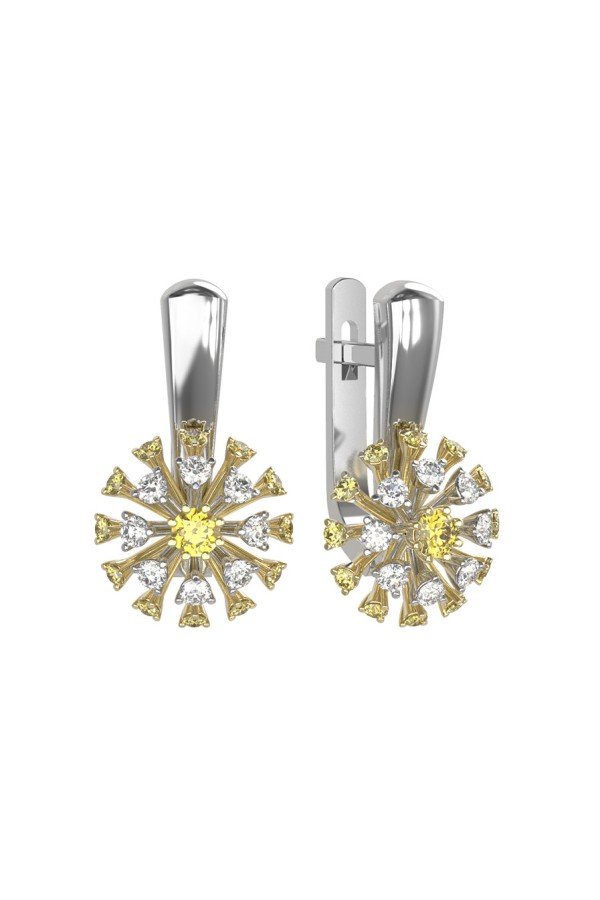 Серьги из белого золота c бриллиантами