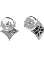 Серьги из белого золота c бриллиантами, ониксом и перламутром