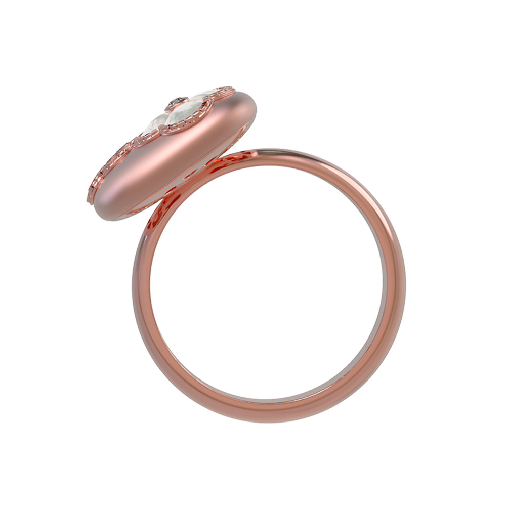 Кольцо из розового золота 585 пробы c бриллиантами и перламутром