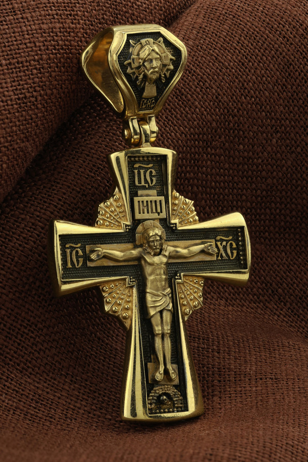 Крест из лимонного золота 585 пробы