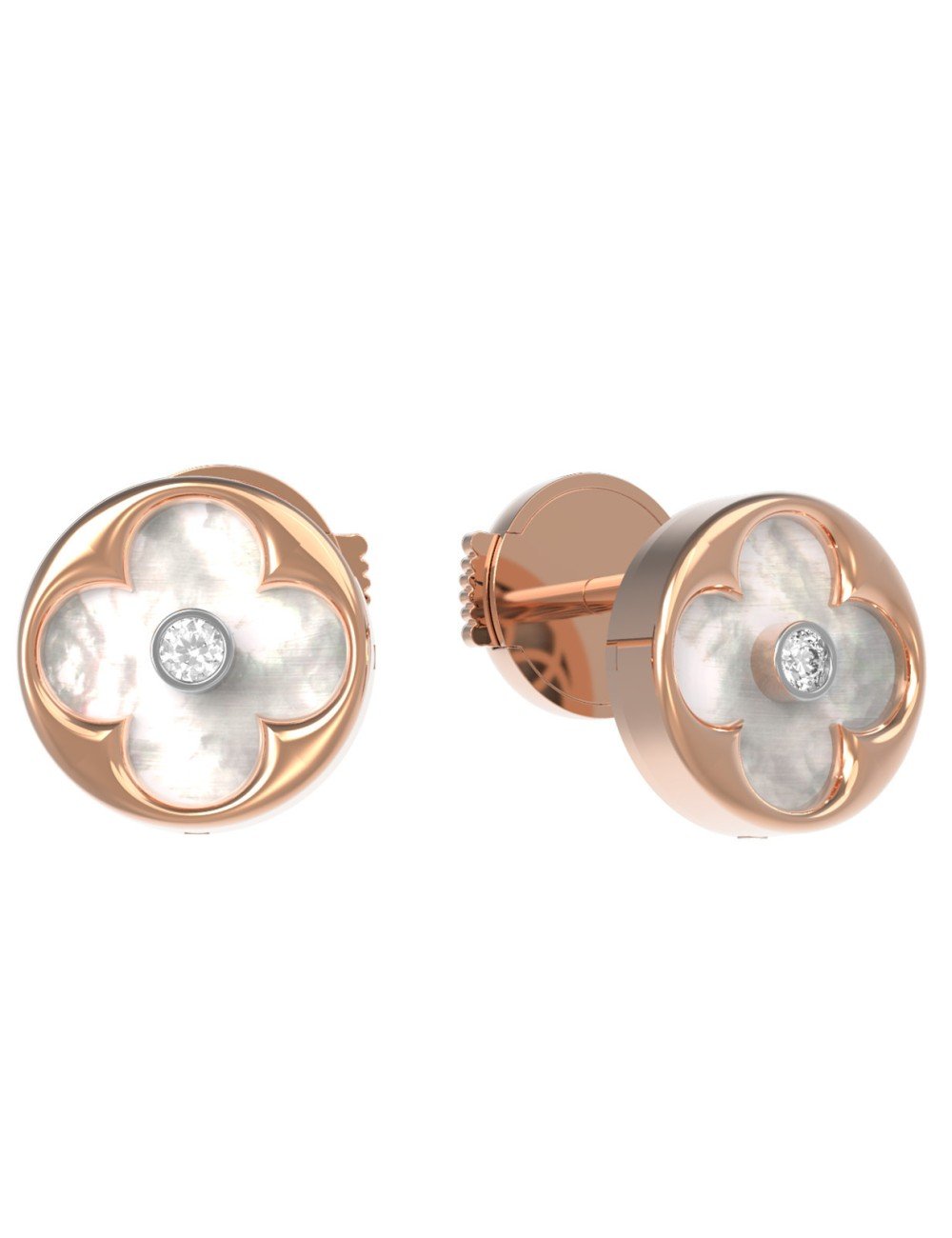Серьги из золота c бриллиантами и перламутром