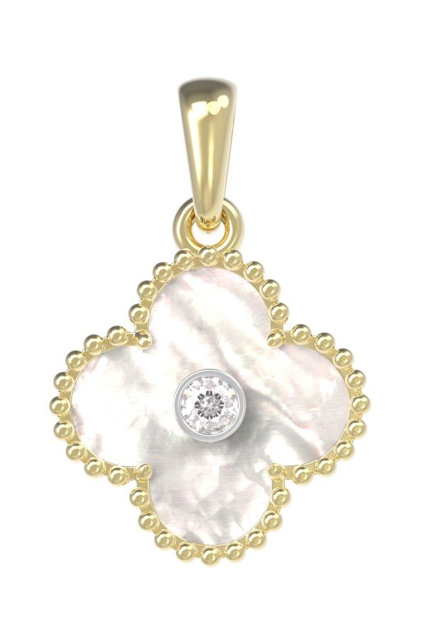 Подвеска из лимонного золота c бриллиантами и перламутром