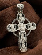 Крест из серебра 925 пробы и золота 585 пробы c эбеновым деревом