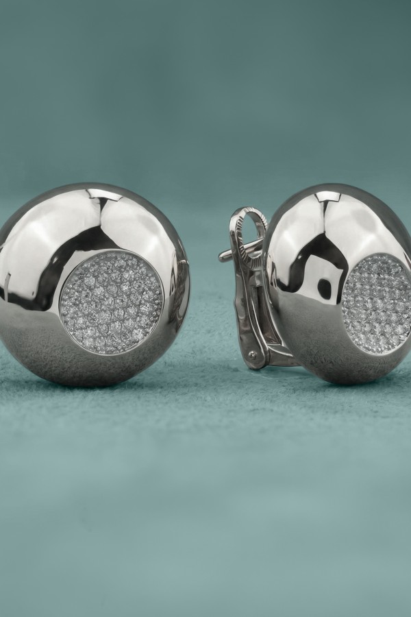 Серьги из белого золота 585 пробы c бриллиантами