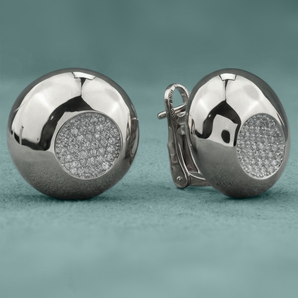 Серьги из белого золота 585 пробы c бриллиантами