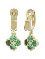 Серьги из лимонного золота c бриллиантами и малахитом