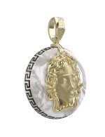 Подвеска из лимонного золота c эмалью и перламутром