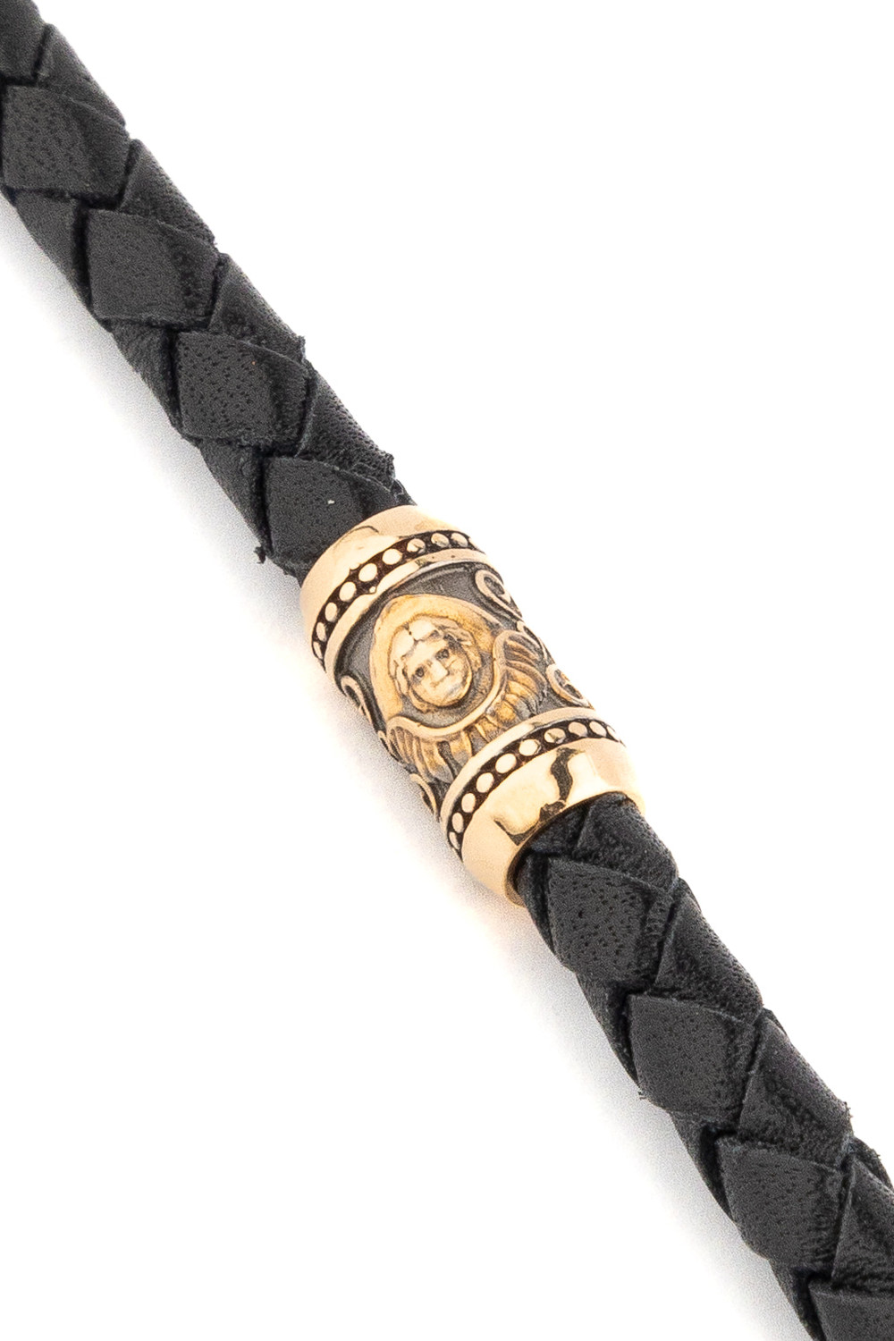 Цепь-шнурок кожа из красного золота 585 пробы c кожаным шнурком